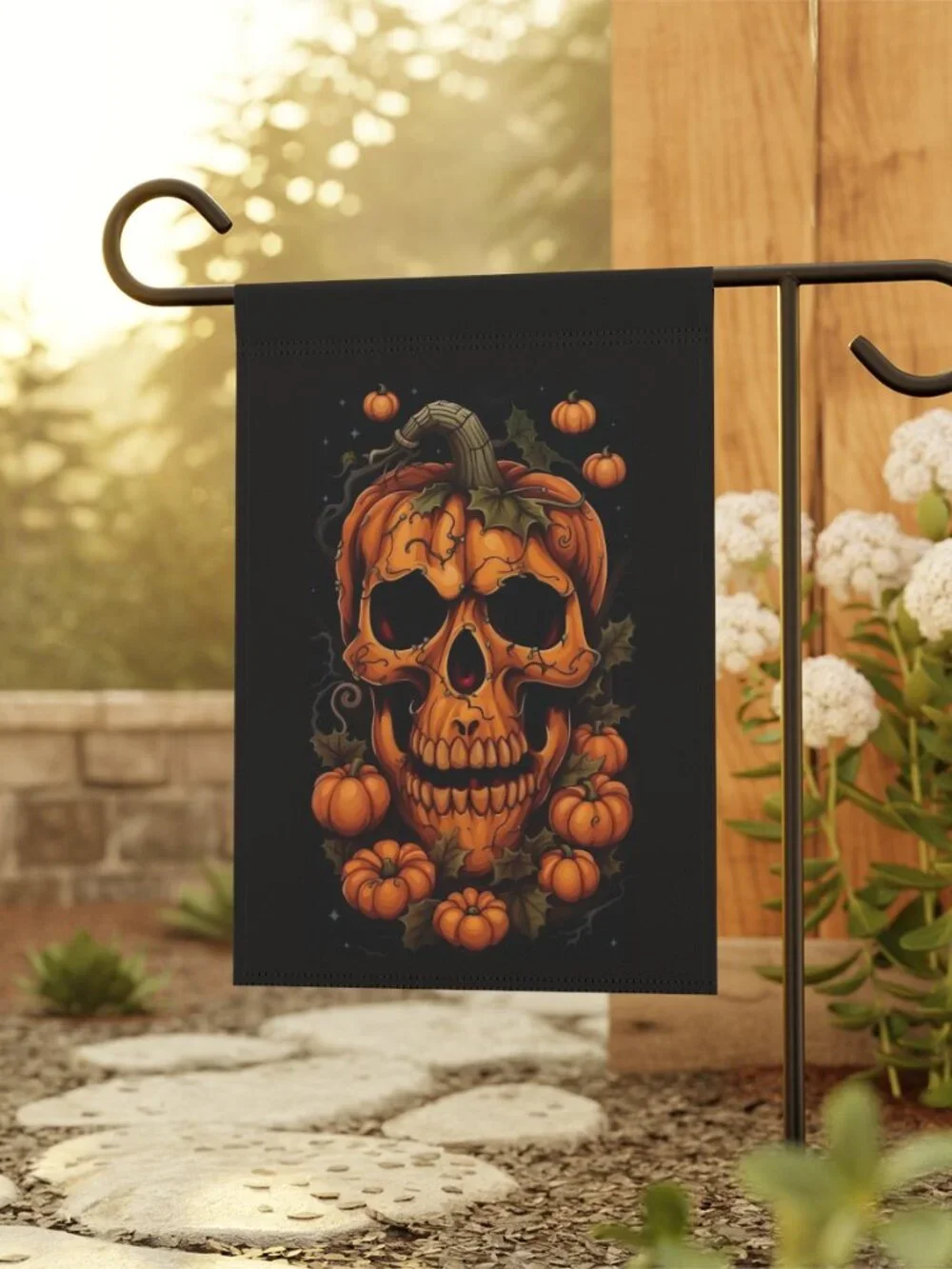 Pumpkin Skull Garden Banner | Halloween Pumpkin Flag